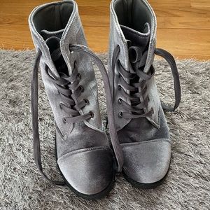 Velvet combat boots